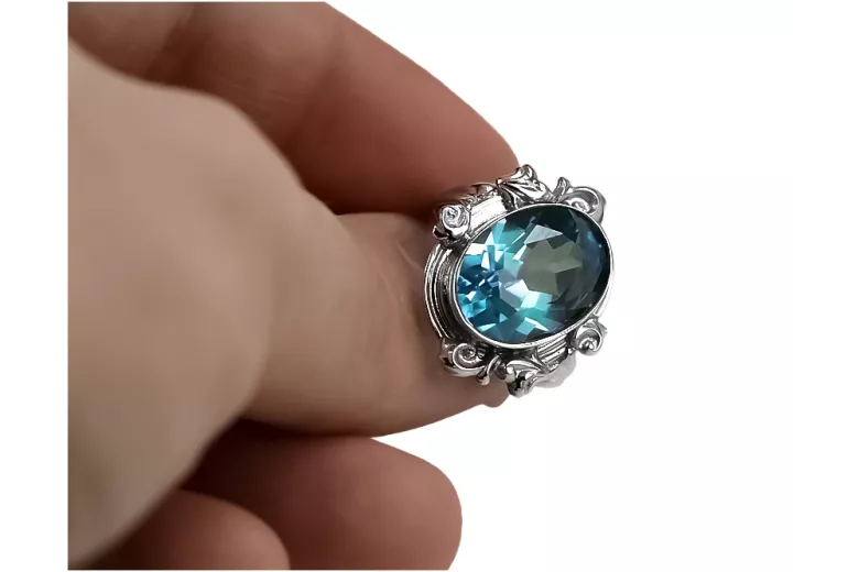 Aquamarine 925 Silver Vintage Style Ring VRC100S